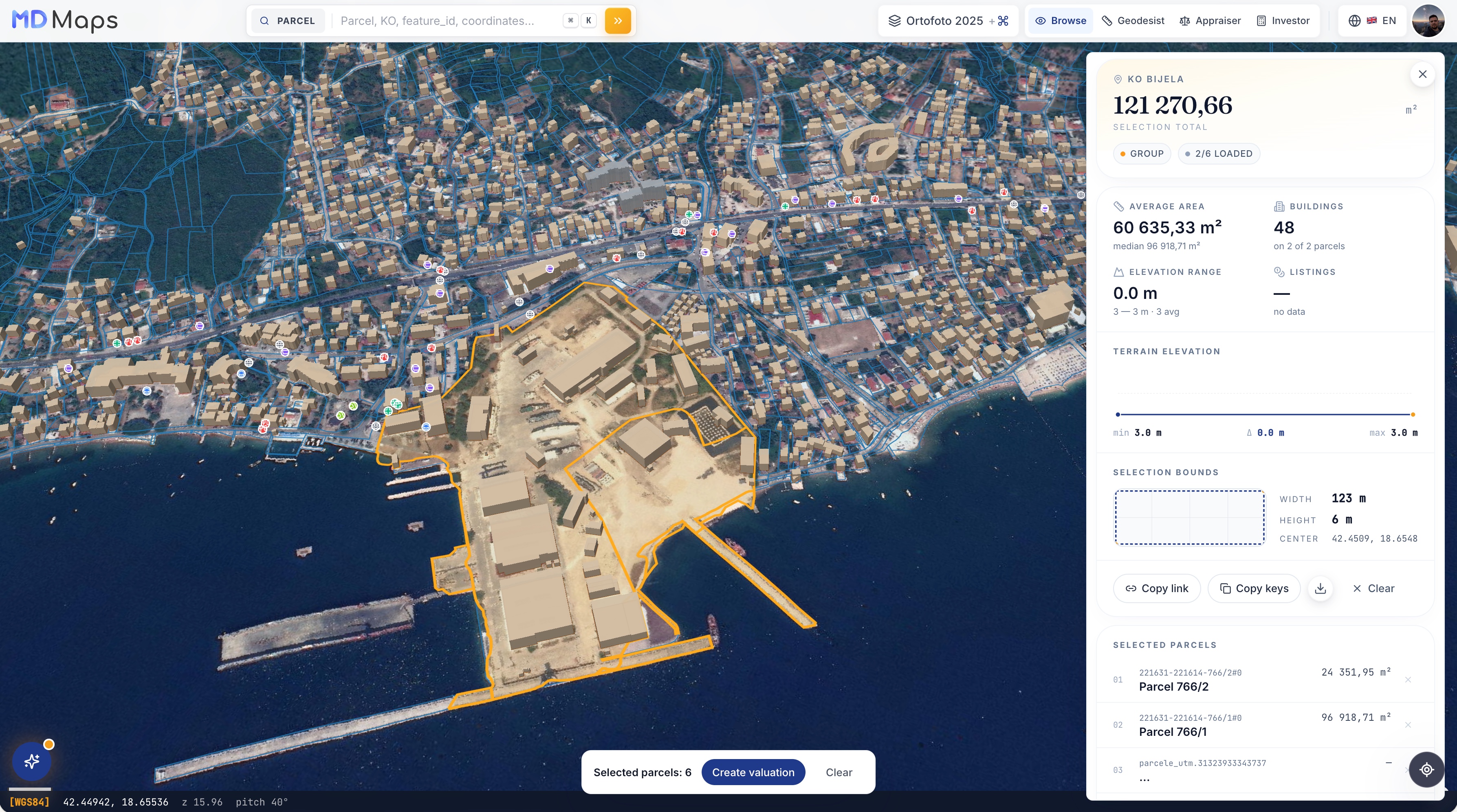 Групповой выбор участков MD Maps с аналитикой выборки