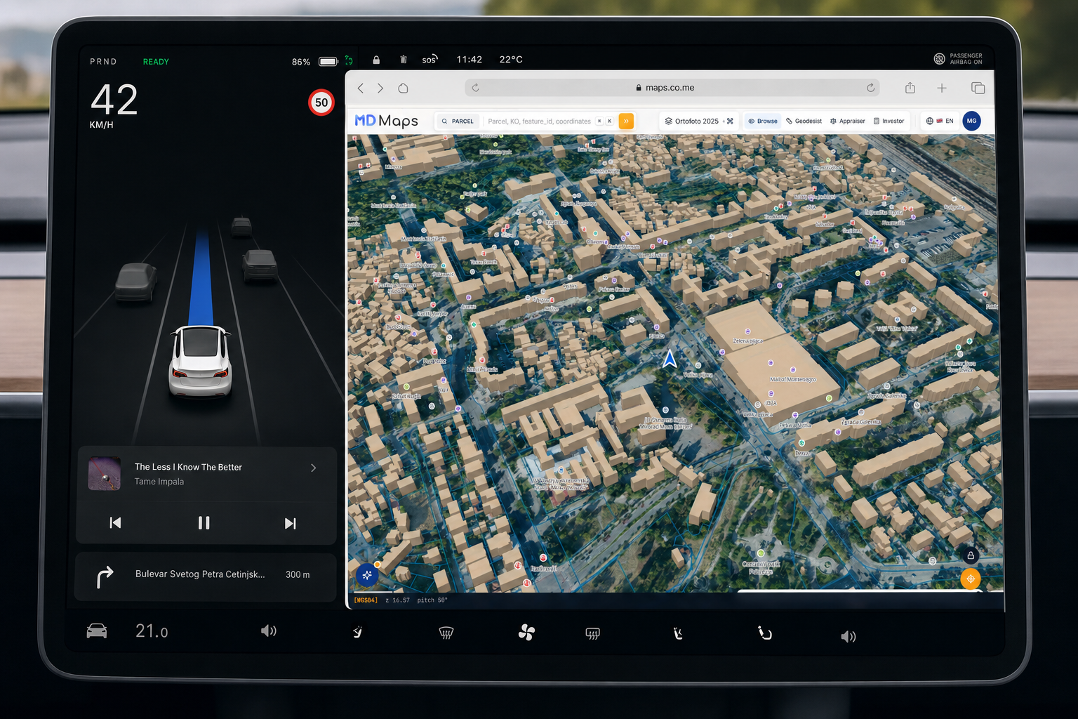 MD Maps как навигация в Tesla — карта maps.co.me в браузере авто